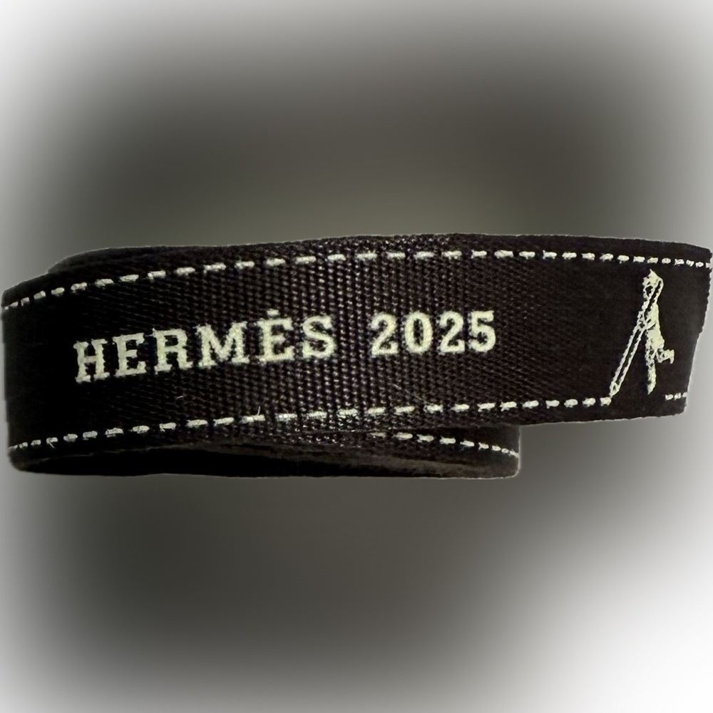 Hermes Paper Shopping Bag & Ribbon | 16” x 10 1/2” | 5.5 ft Hermes 2025 Ribbon - Picture 3 of 5
